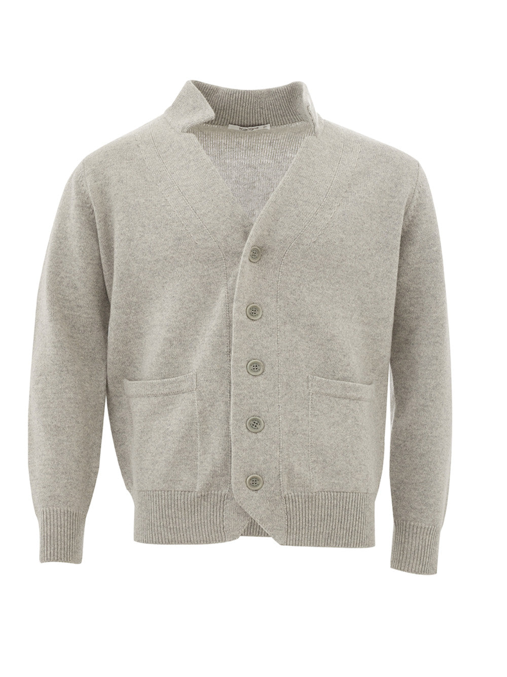 Elegant Grey Cashmere Blend Cardigan