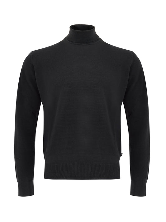 Elegant Black Wool Turtleneck Jumper