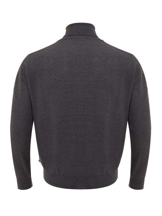 Sleek Anthracite Grey Wool Turtleneck Sweater