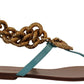 Blue Leather Devotion Flats Sandals