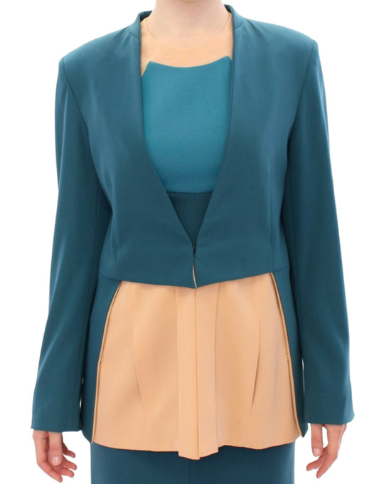 Blue stretch blazer jacket