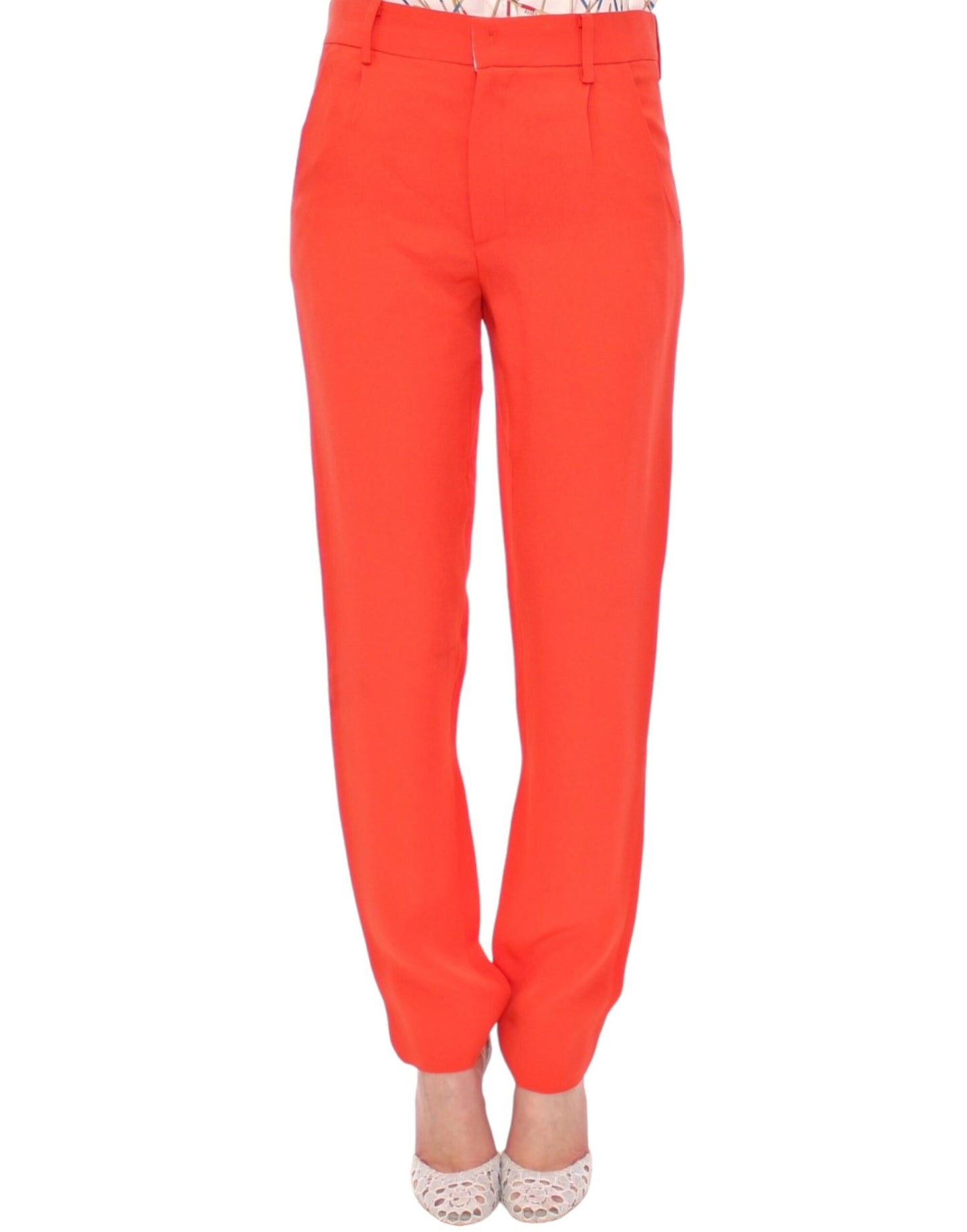 Orange boyfriend stretch pants