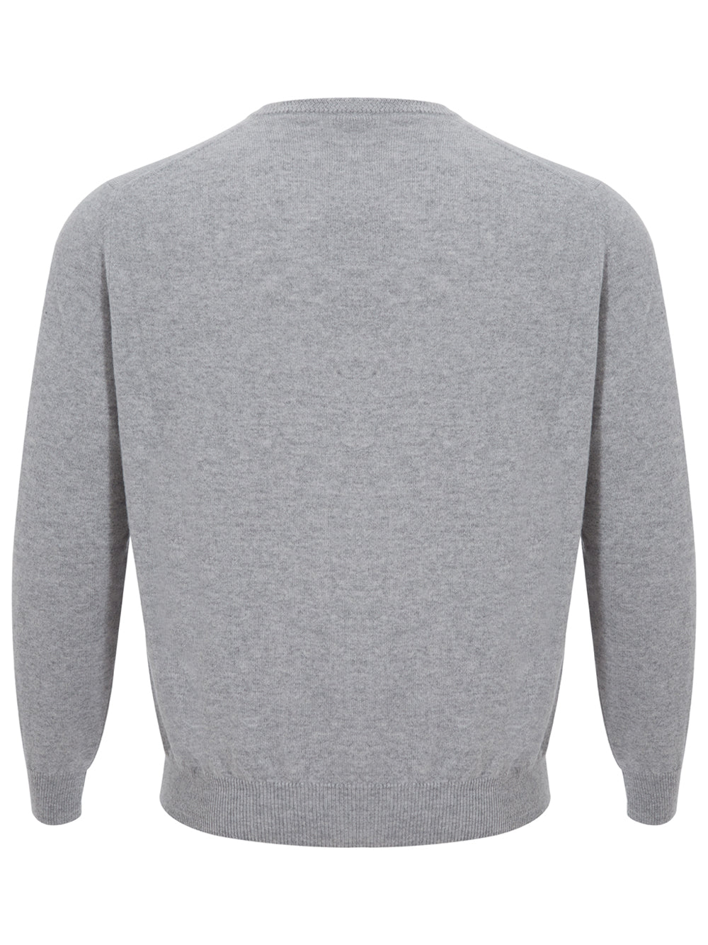 Elegant Grey Round Neck Cashmere Sweater