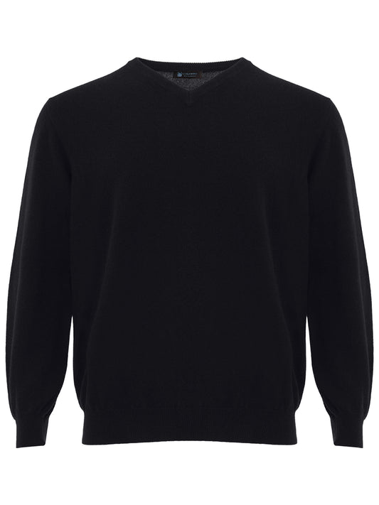 Elegant Black V-Neark Cashmere Sweater