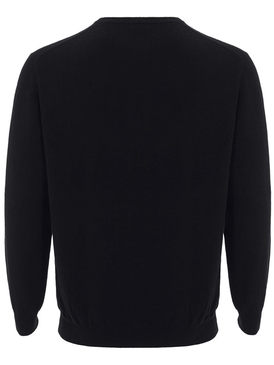 Elegant Black V-Neark Cashmere Sweater