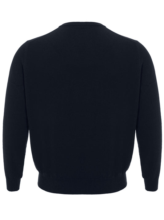 Elegant Navy Round Neck Cashmere Sweater