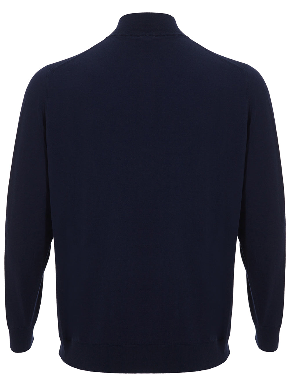 Elegant Blue Cashmere Sweater with Half Zip