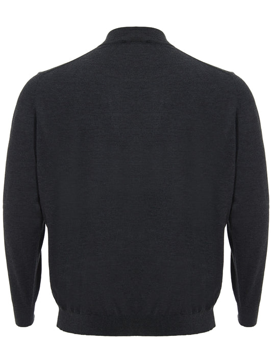 Elegant Dark Grey Cashmere Silk Sweater