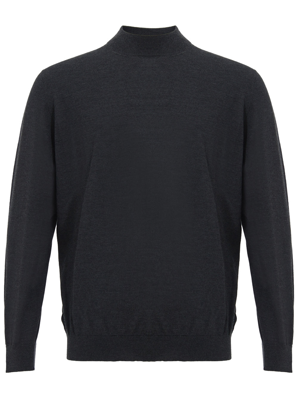 Elegant Dark Grey Cashmere Silk Sweater