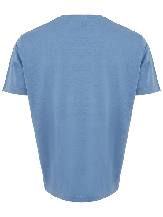 Elegant Light Blue Silk Blend T-Shirt