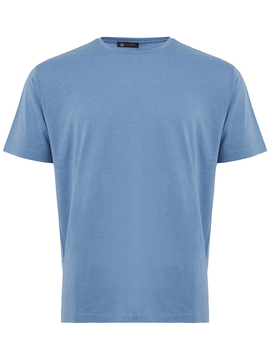 Elegant Light Blue Silk Blend T-Shirt