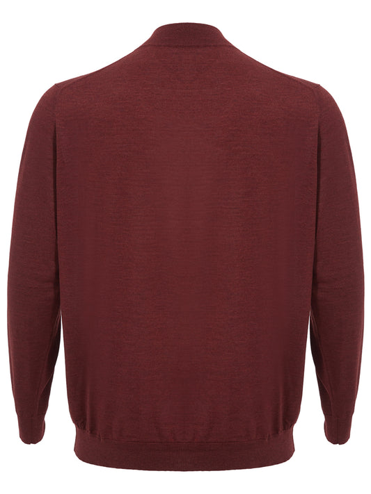 Bordeaux Mock Neck Cashmere Silk Blend Sweater