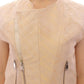 Beige brocade sleeveless jacket