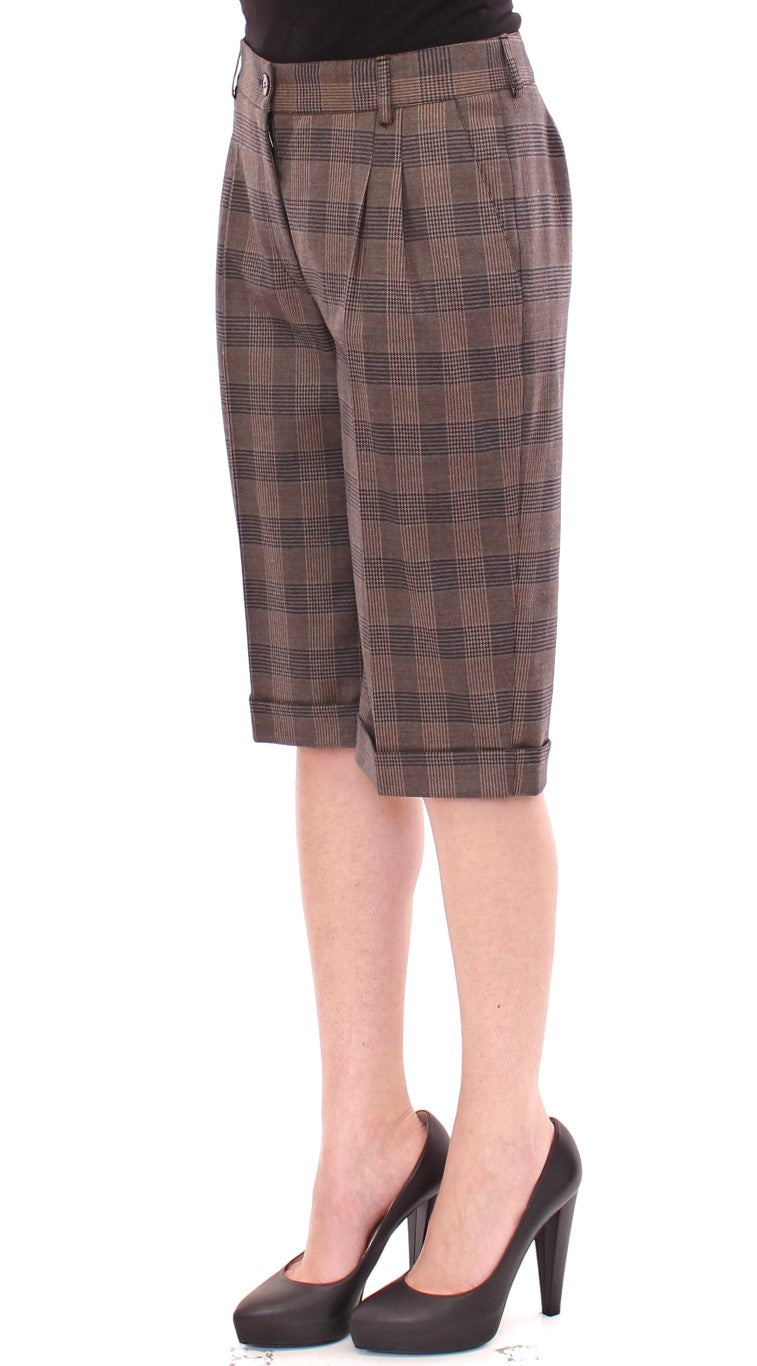 Elegant Brown Wool Blend Shorts