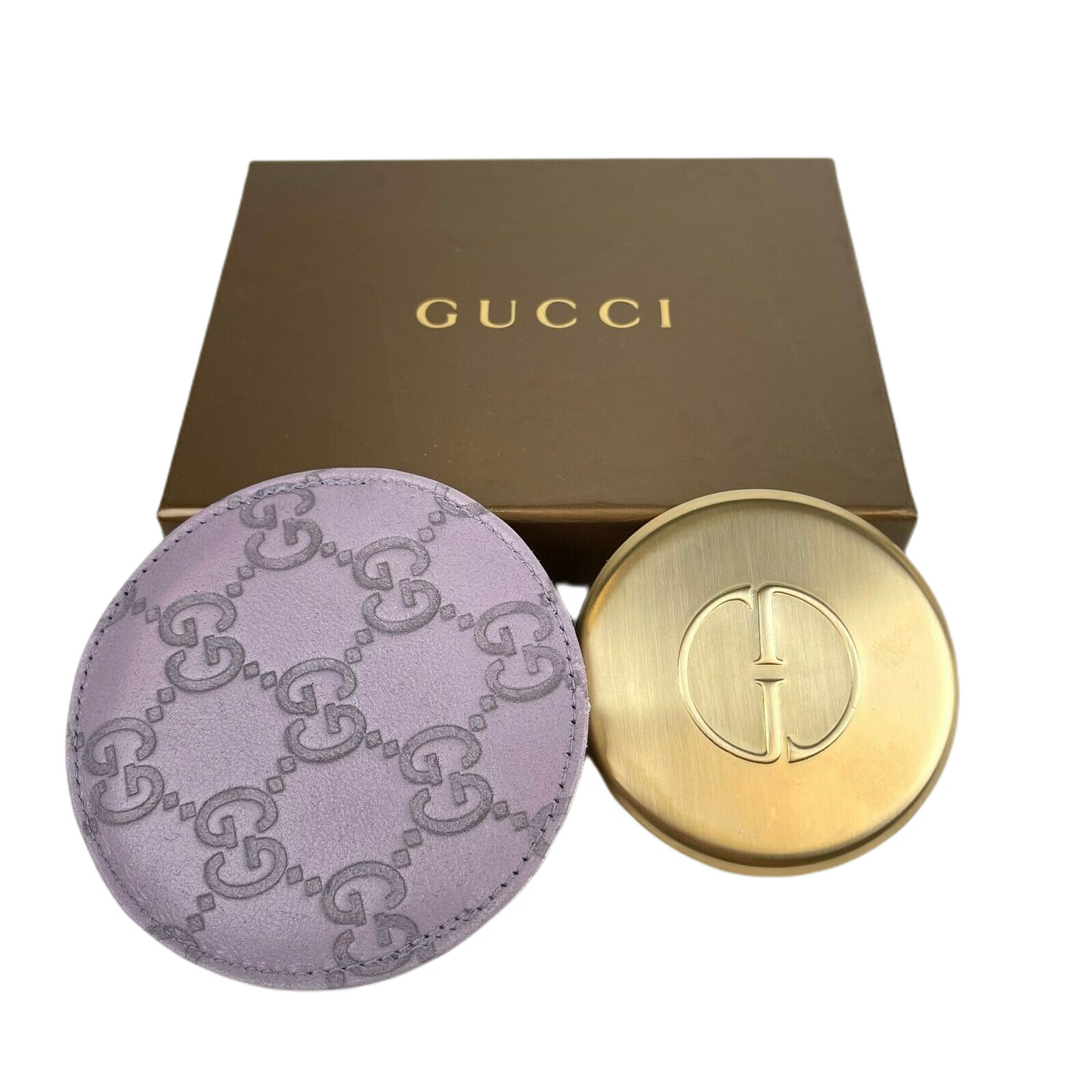 Gucci Women's Lavender Guccissima Leather Compact Mirror with Pouch