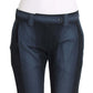 Chic Blue Cotton Dress Pants