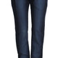 Chic Blue Cotton Dress Pants