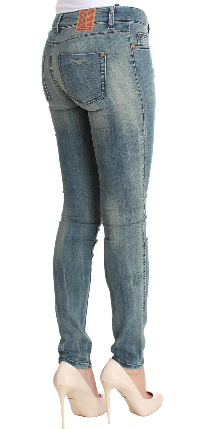 Blue Wash Cotton Stretch Skinny Slim Tight Fit Jeans