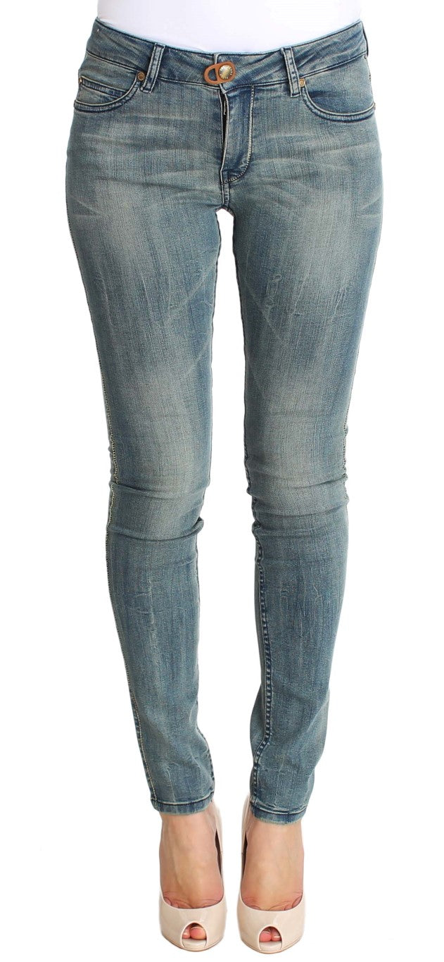 Blue Wash Cotton Stretch Skinny Slim Tight Fit Jeans