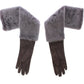 Gray Mink Fur Lambskin Suede Leather Gloves