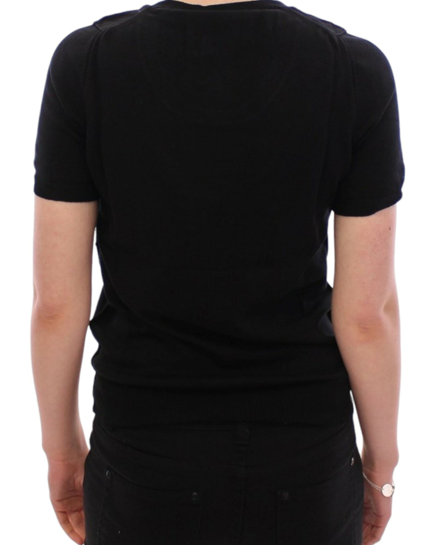 Black crewneck cotton t-shirt