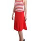 Red striped jersey A-line dress