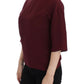 Red 3/4 sleeve silk blouse