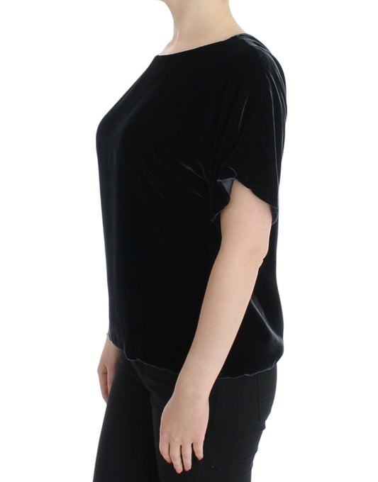 Black velvet shortsleeved blouse