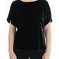 Black velvet shortsleeved blouse