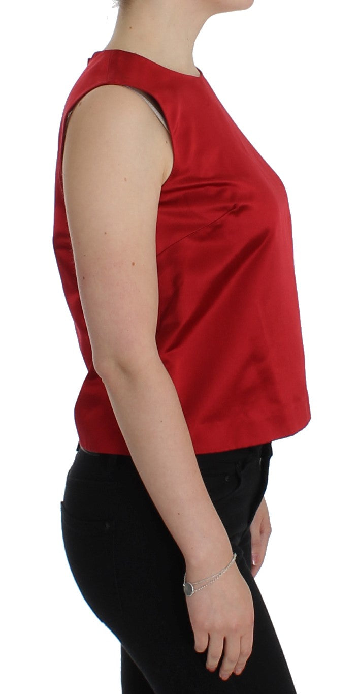 Elegant Red Silk Sleeveless Tank Top