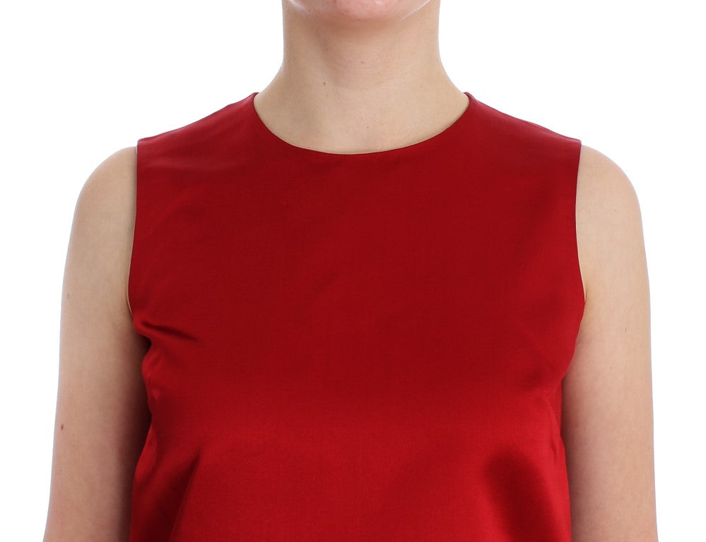 Elegant Red Silk Sleeveless Tank Top