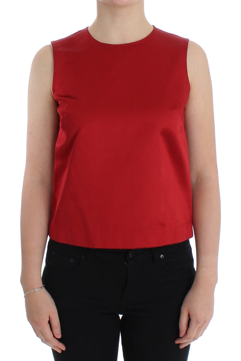 Elegant Red Silk Sleeveless Tank Top