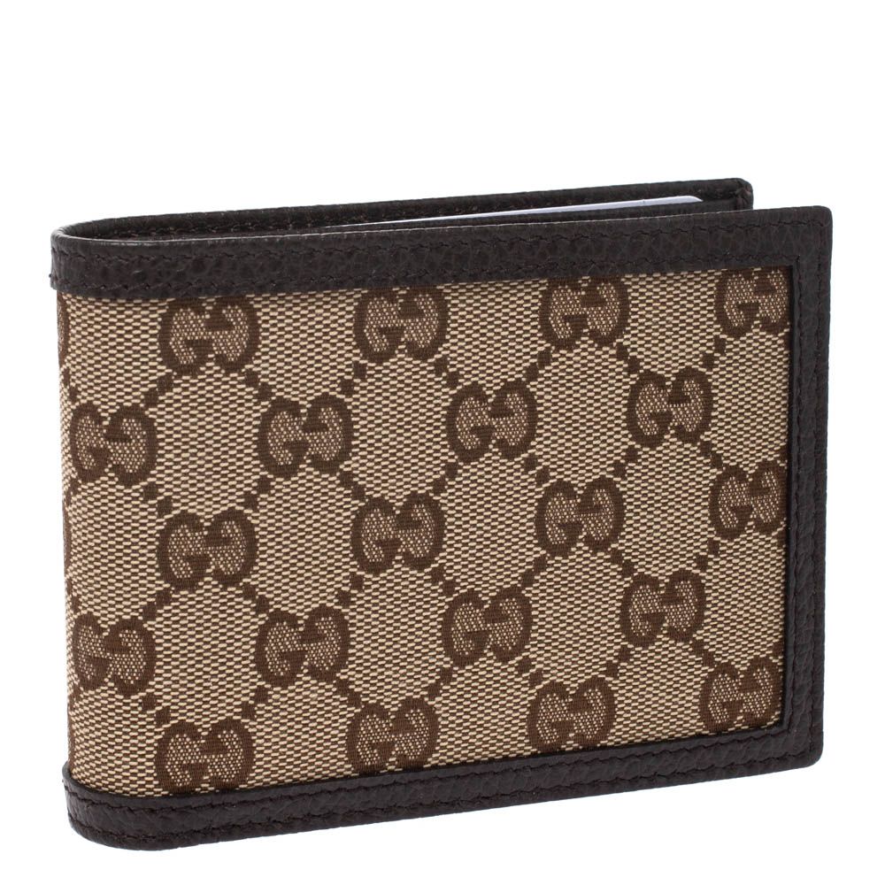 Gucci Men's GG Brown Canvas Bifold Wallet 292534