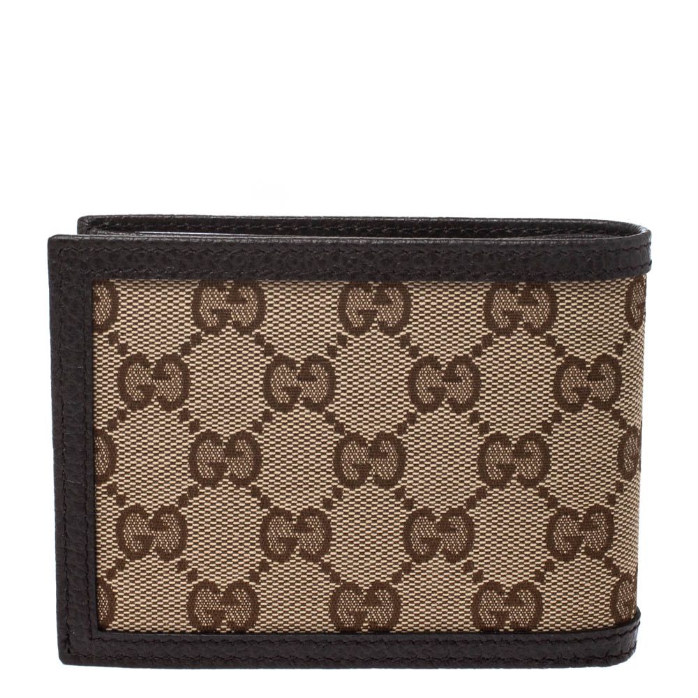 Gucci Men's GG Brown Canvas Bifold Wallet 292534