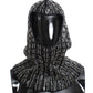 Elegant Crochet Hooded Scarf with Glass Detailing