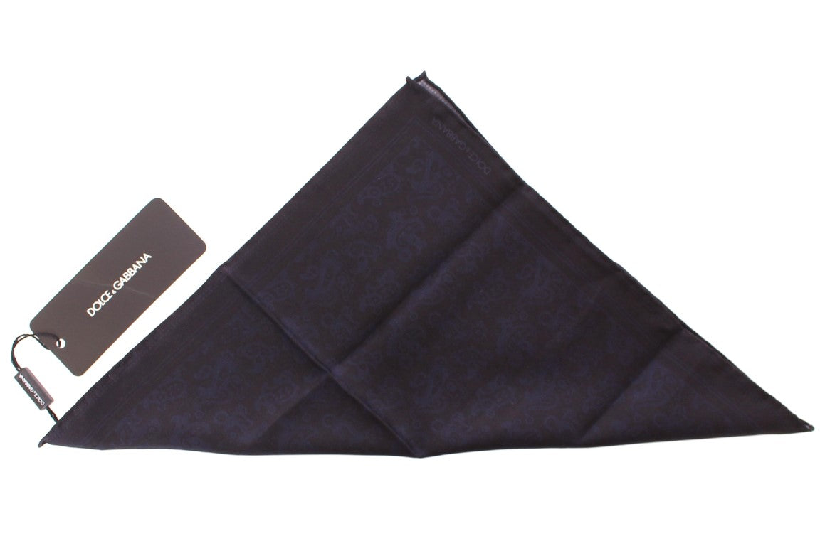 Elegant Blue Baroque Silk Handkerchief