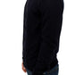 Elegant Blue Full Zip Wool Cardigan