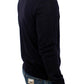 Elegant Blue Full Zip Wool Cardigan