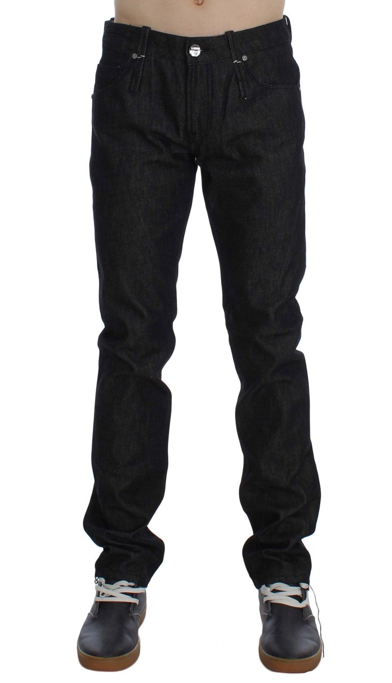 Jet-Black Slim Skinny Fit Cotton Jeans