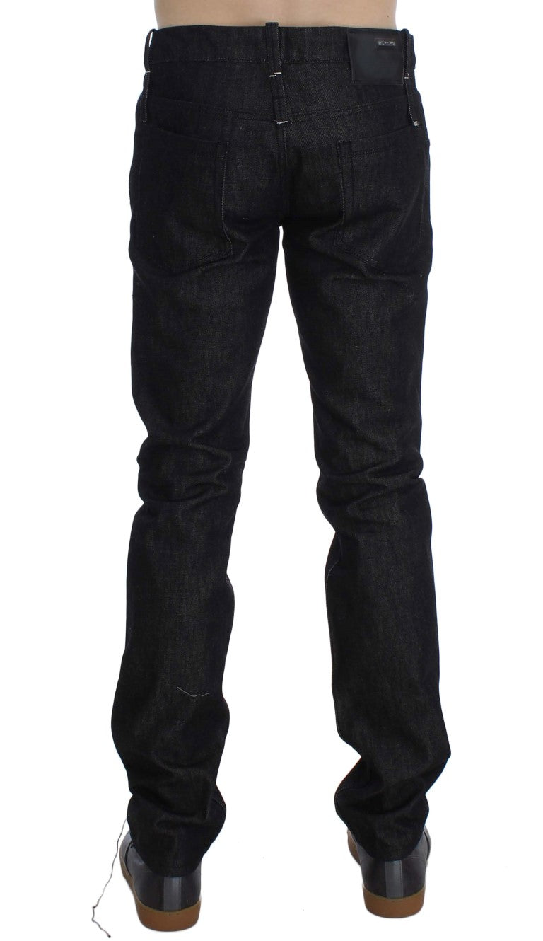 Jet-Black Slim Skinny Fit Cotton Jeans