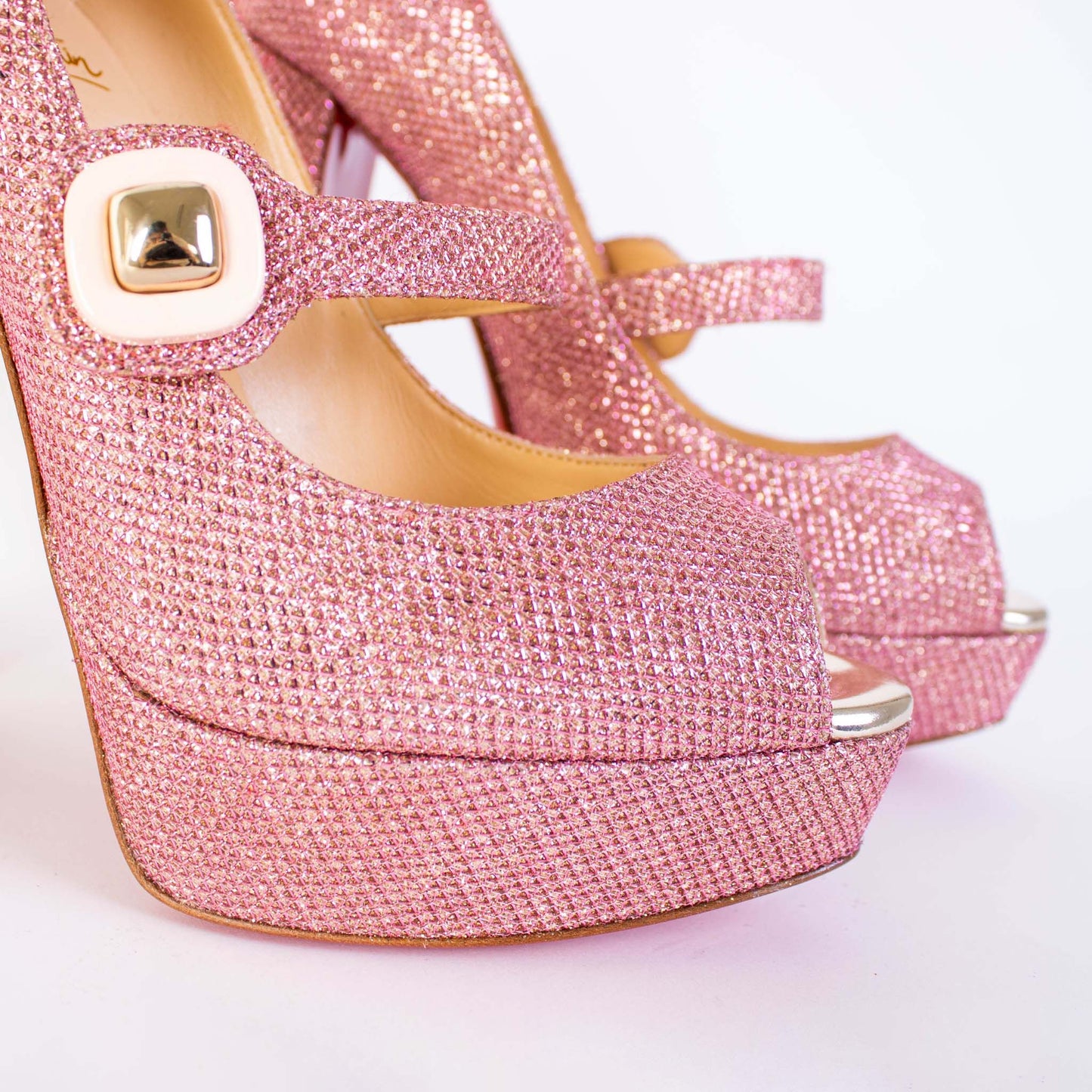 Elegant Pink Glitter Heeled Sandals