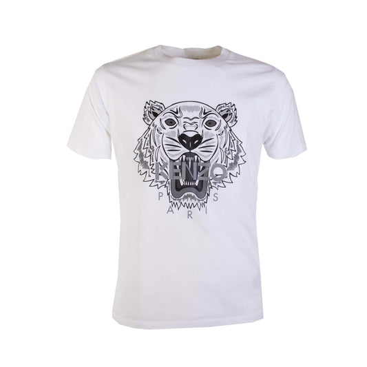 Elegant White Tiger Print T-Shirt