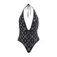 Crystal Logo Embellished One Piece Swimsuit