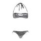 Chic Grey Lurex Bandeau Bikini with Chain Details