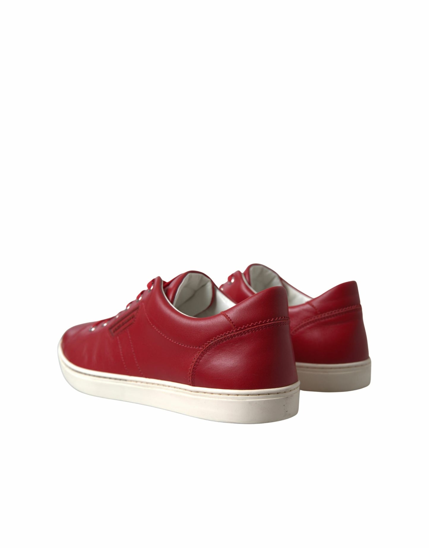 Elegant Red Leather Low Top Sneakers