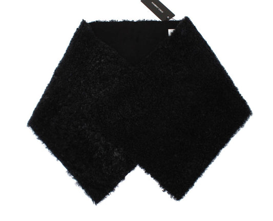 Elegant Black Shearling Shoulder Wrap