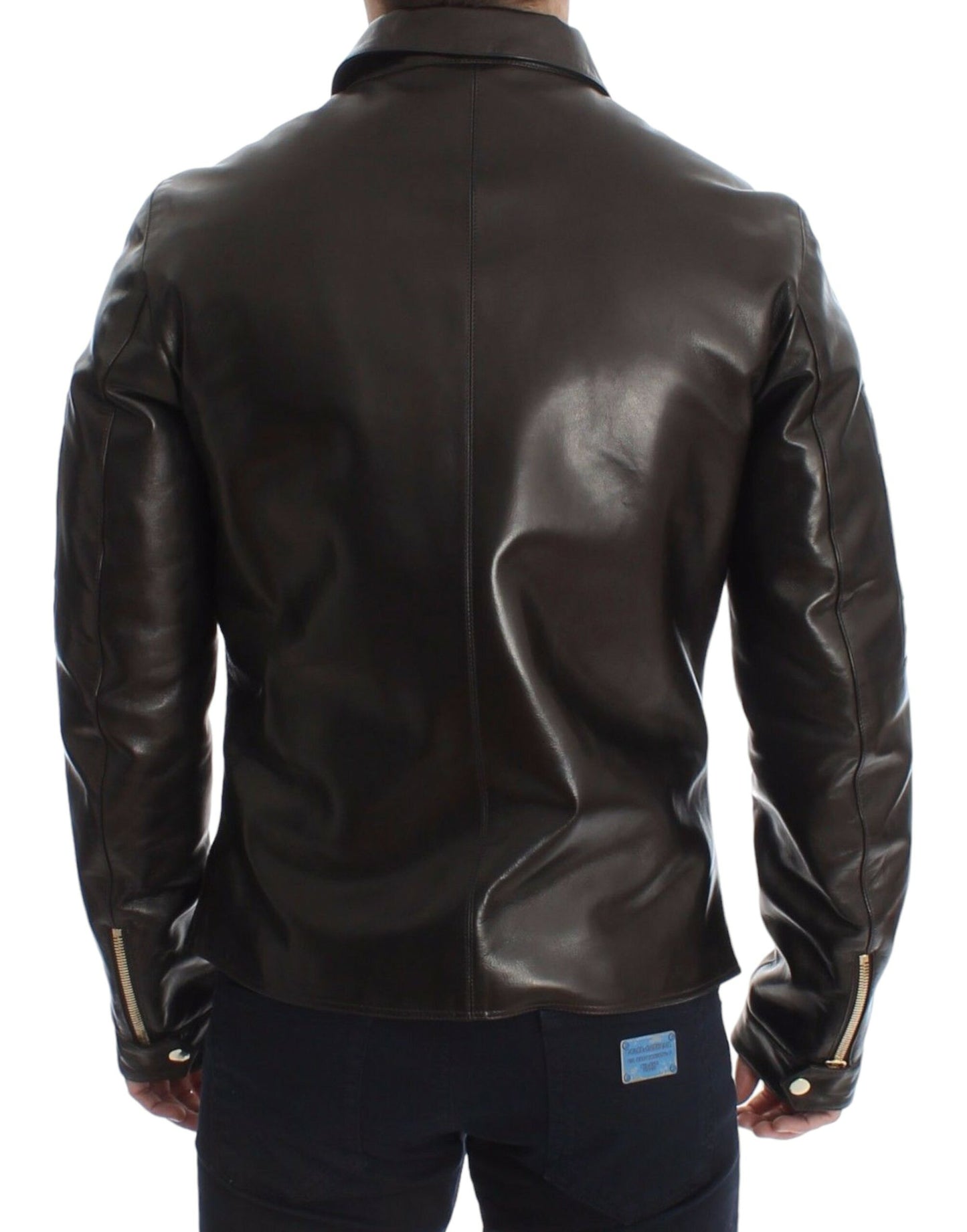 Brown Lambskin Leather Zipper Jacket