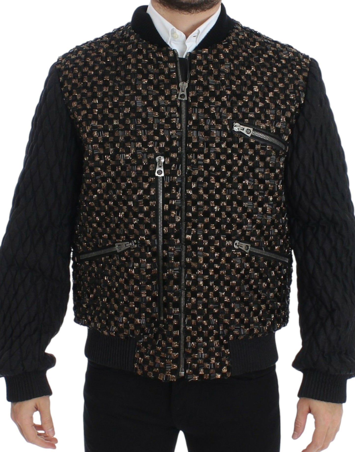 Black Sequined Goatskin Jacket