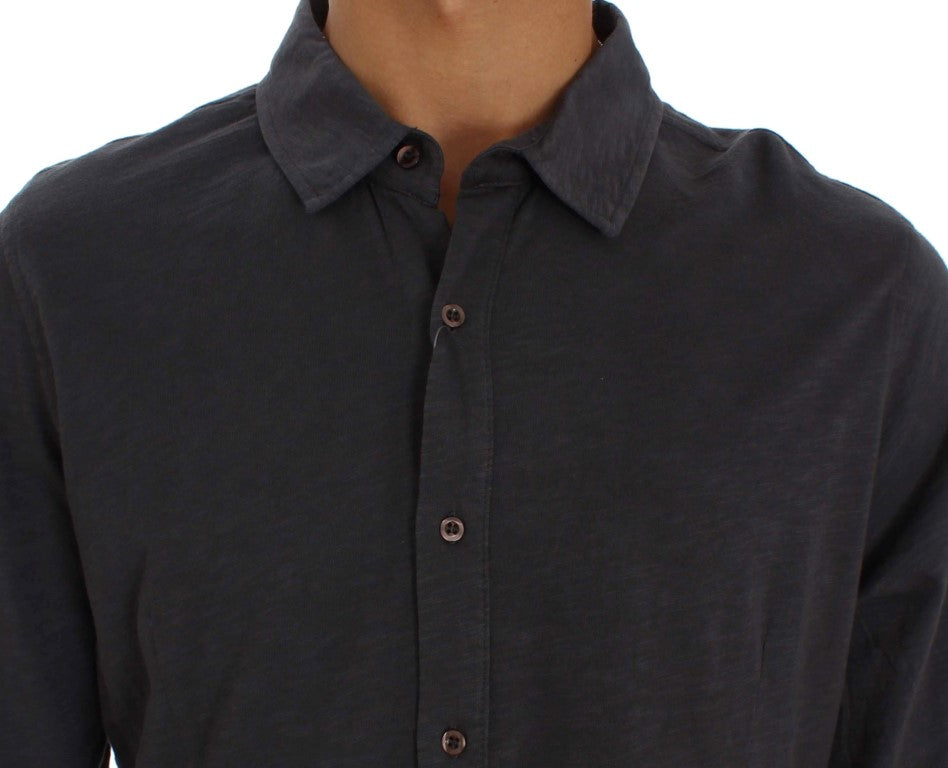 Gray Cotton Button Down Casual Shirt