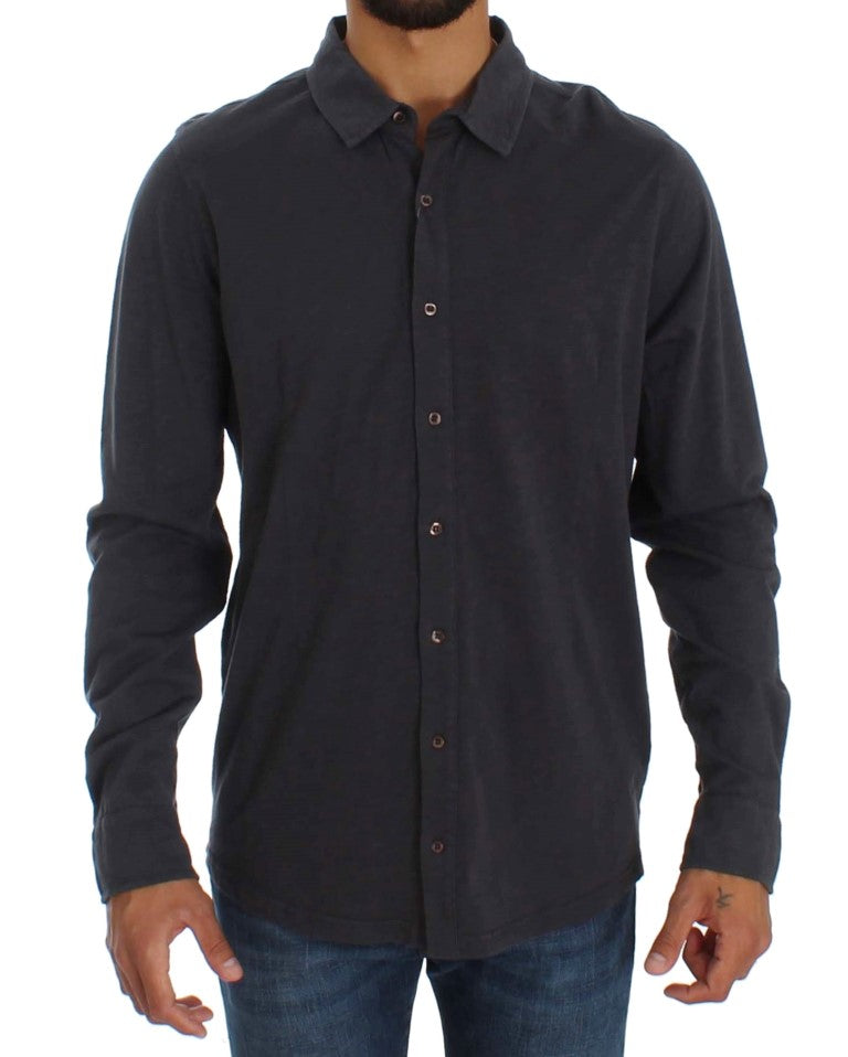 Gray Cotton Button Down Casual Shirt